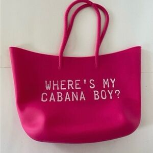 Beach Bag Hot Pink Silicone Tote Bag - 'Where's My Cabana Boy?'